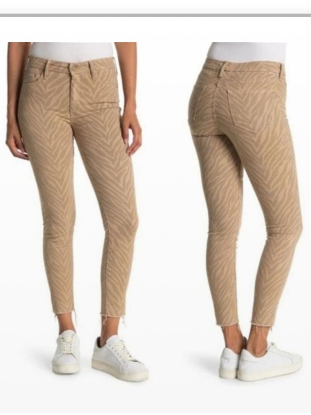 MOTHER Beige Utility Skinny Jeans with Vibrant Logo Patch Sz 25